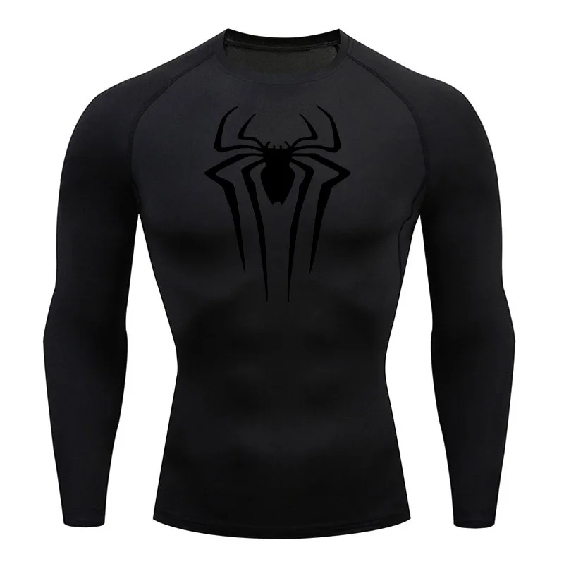 COMPRESSION - BLACK  Men's Rashgarda MMA Long Sleeves  Sun protection Second layer Skin Sweat Gym Workout Top Sportswear Summer