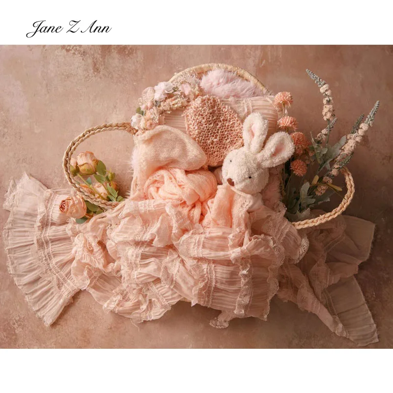 Newborn baby photo props infant girls pink floral headband wrap studio shooting