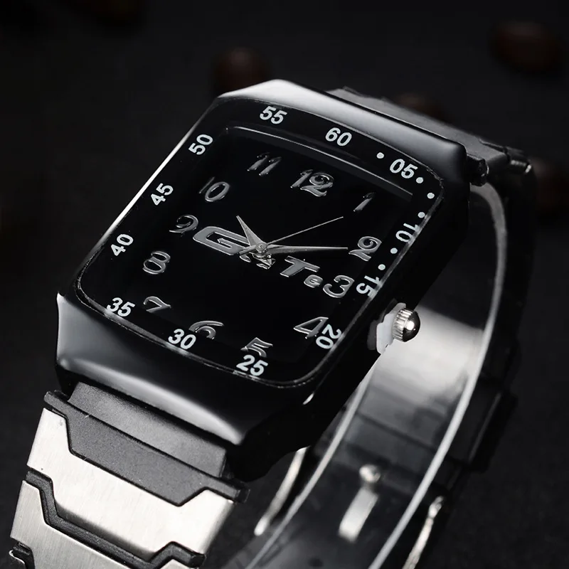 Free Shipping New Fashion Luxury Men Stainless Steel Rectangle Quartz Watch Men Business Sports Watches Women Watches For Gifts