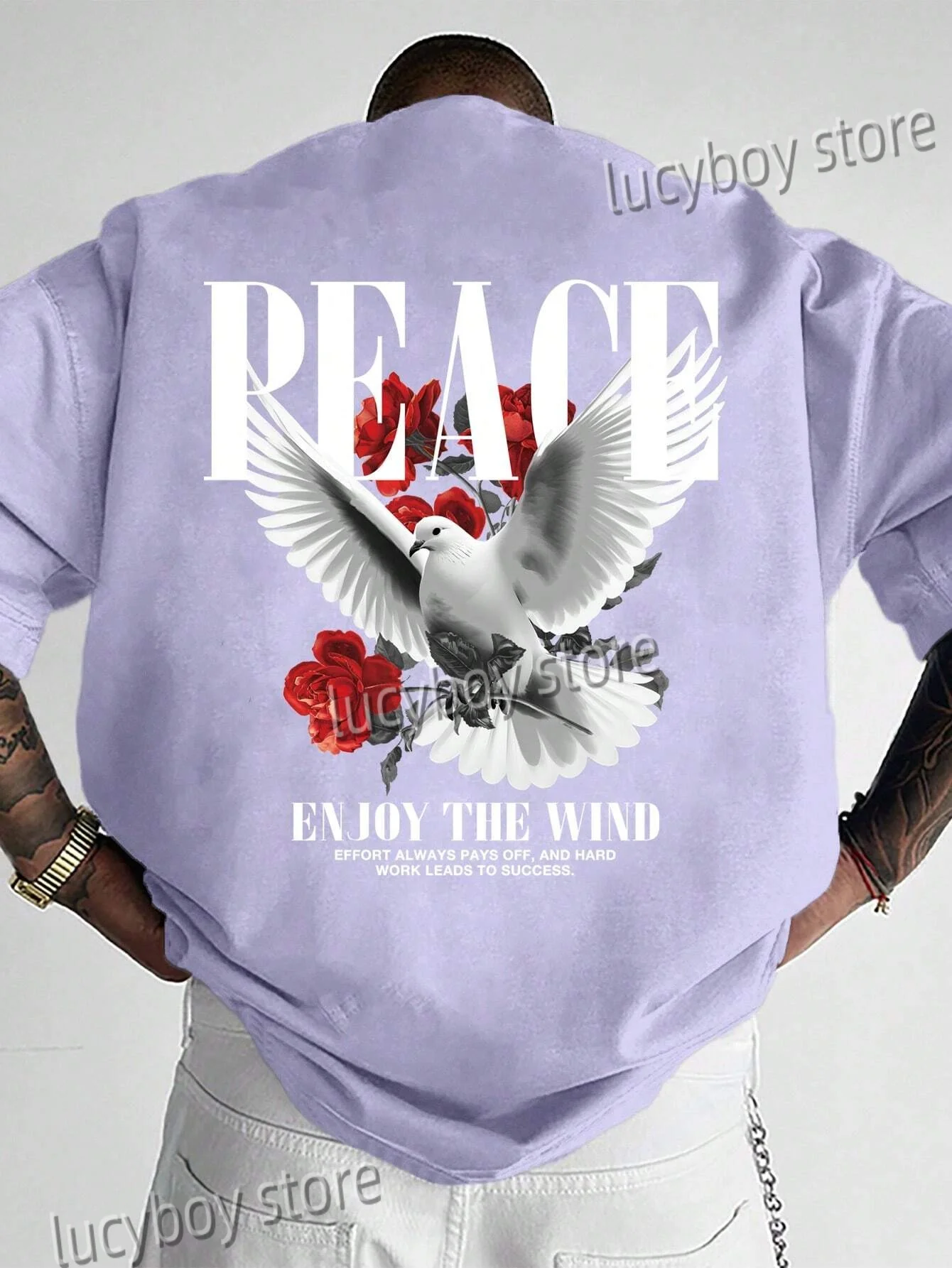 Men Summer 3D Peace Dove Printed T-Shirt Man Short Sleeve Round Neck Fashion TeeS Vintage Casual Oversize Tops Men Clothes