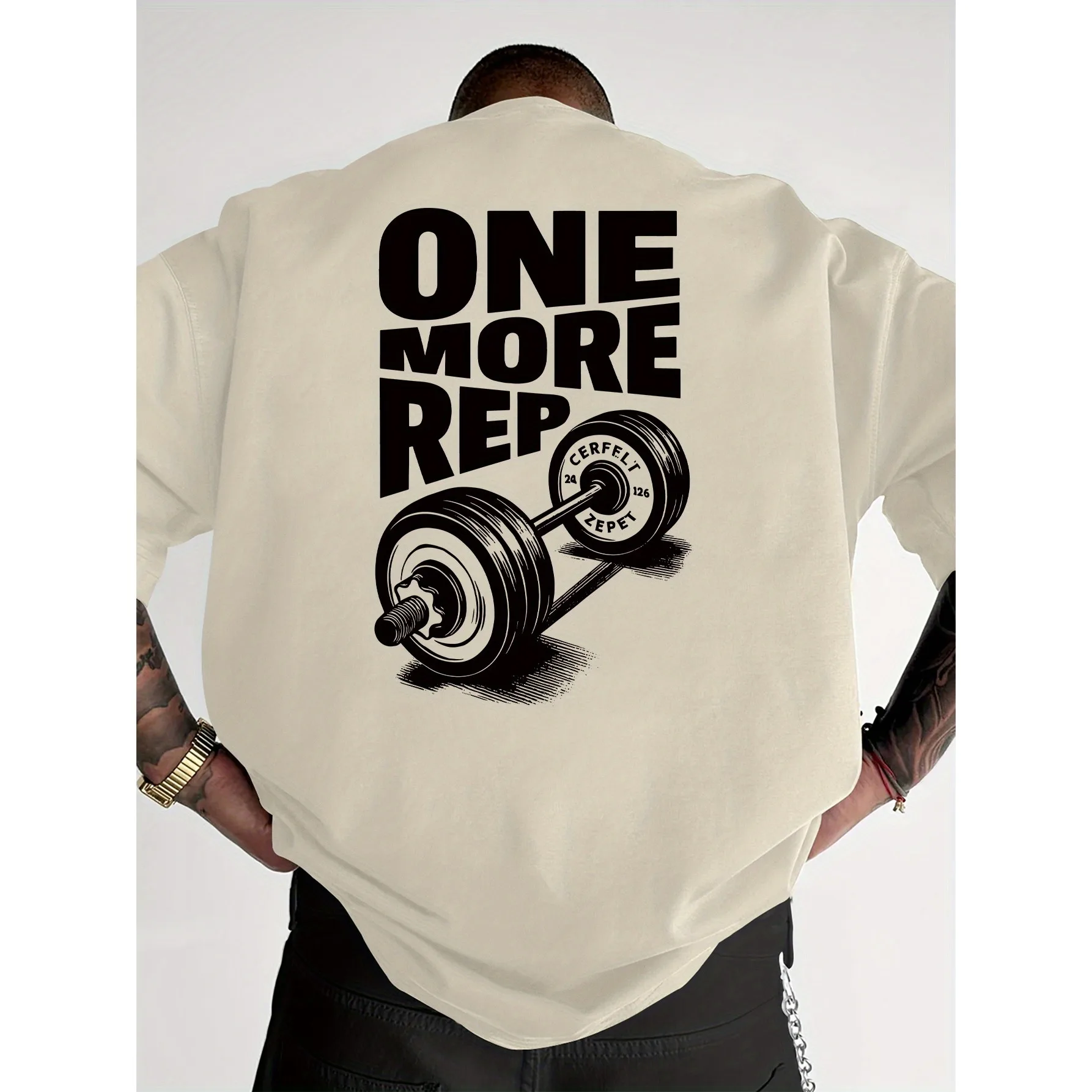 Heren T-shirt Vintage Grappige Gym Workout EEN MEER REP Gewichtheffen Vrouwen Streetwear Katoen Oversized Tees Korte Mouw Losse Top - afbeelding 2