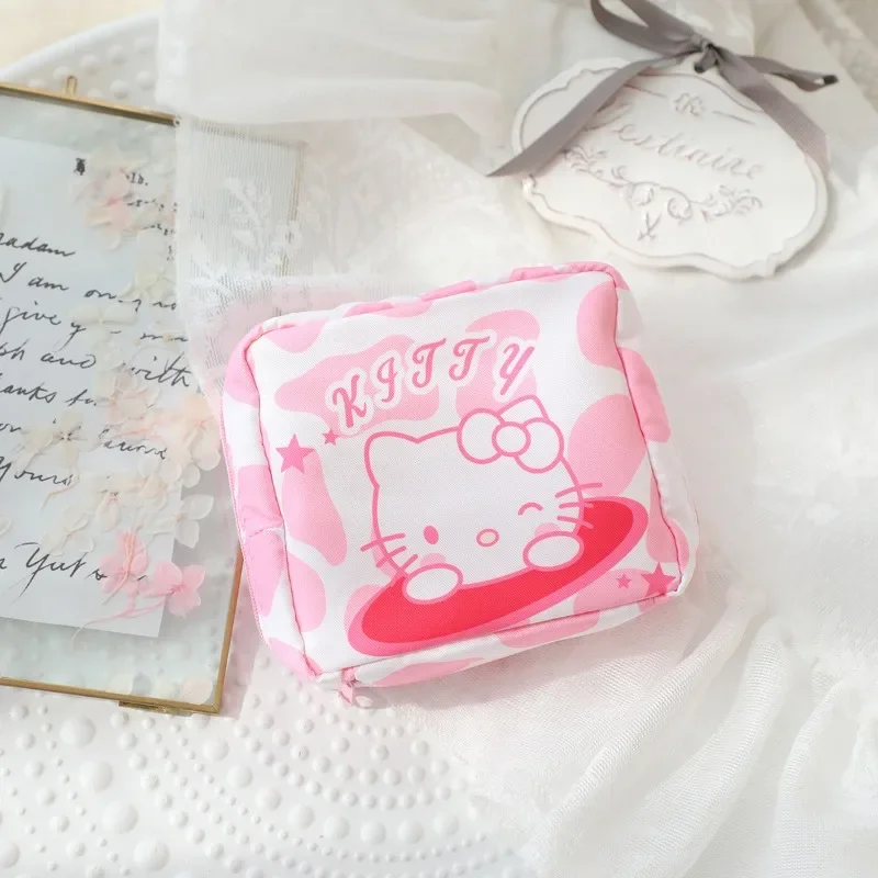 Sanrio Cosmetic Bag Kuromi Sanitary Napkin Storage Bag Cinnamoroll My Melody Pencil Case Coin Purse Makeup Bags Toy Girls Gifts