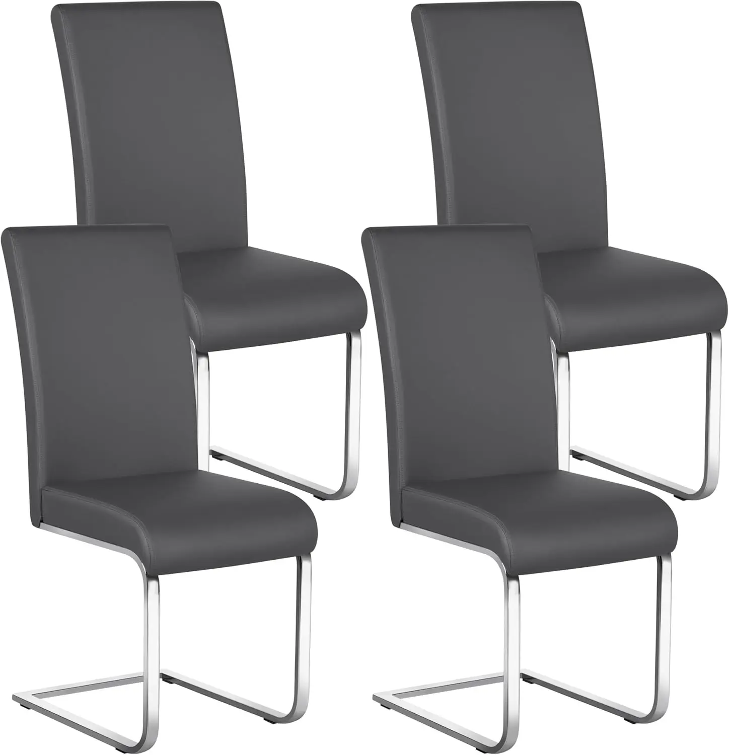 

4PCS Dining Chairs Modern High Back Dining/Living Room Kitchen Chairs Leather Upholstered Seat and Metal Legs Side Chairs, Set o