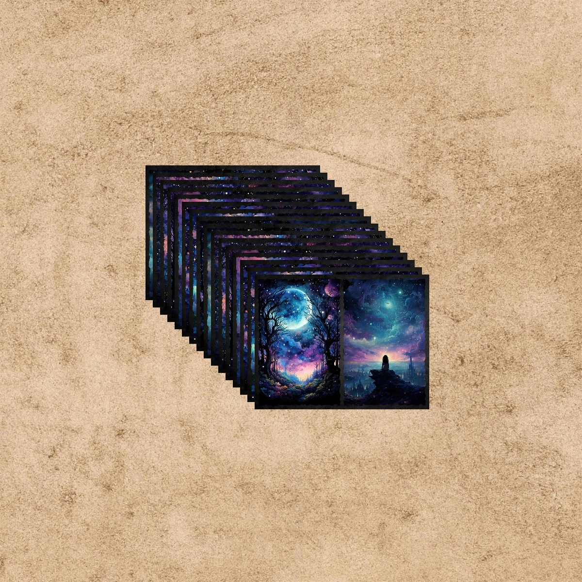 16 Sheets A5 Size Enchanted Starry Sky Forest Background Vintage Grunge Journal Planning Scrapbooking