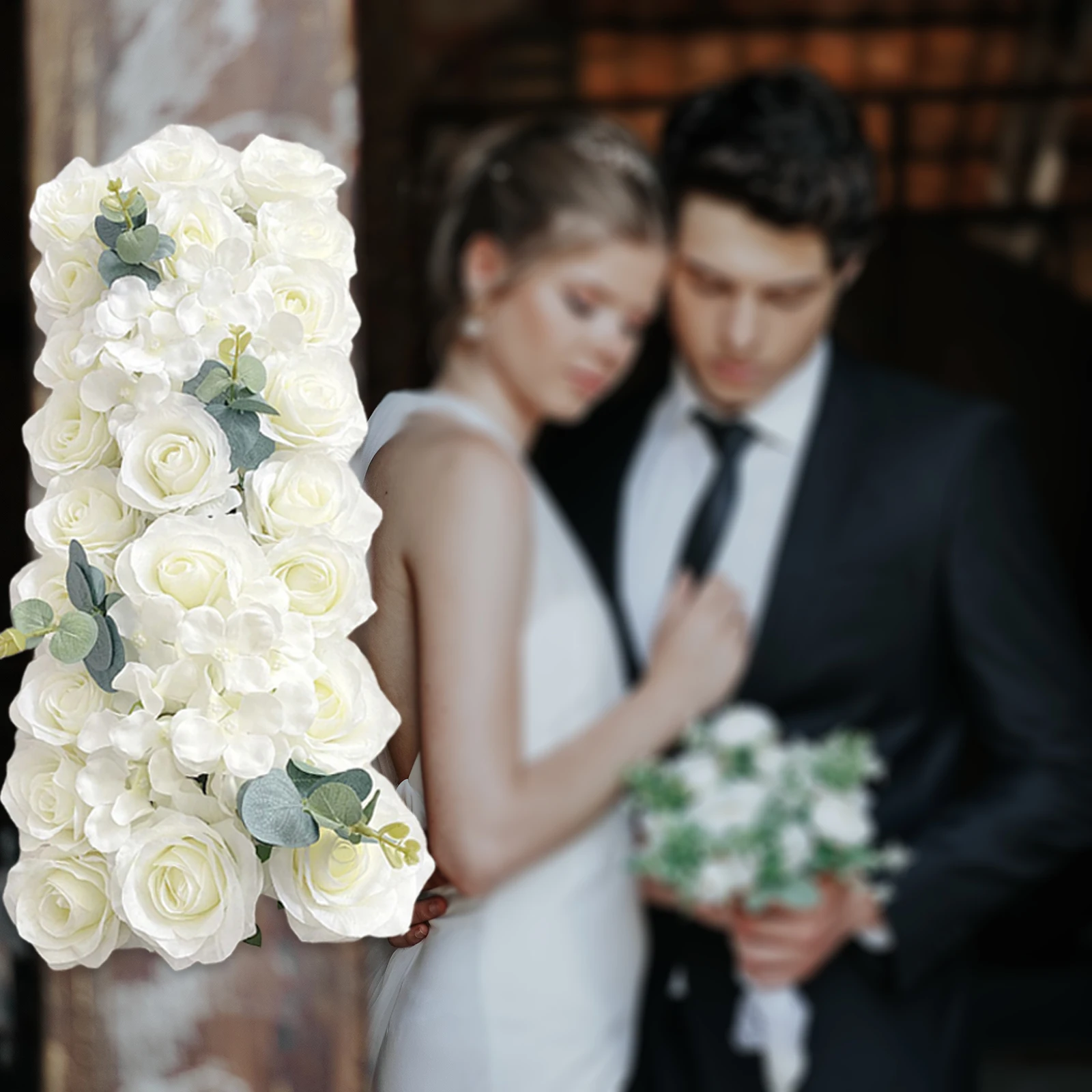 Artificial Arch Flowers Silk Rose Wreath Ring Wall Door Lintel Flower Trim Mirror Flower Garland Hanging Wedding Background Prop