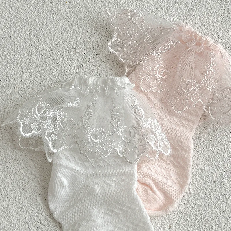 

Chic Lace Ruffle Princess Socks Baby Summer Mesh Sock Thin Breathable Toddler Dress Socks Soft Cotton Kids Footwear 0-3Year