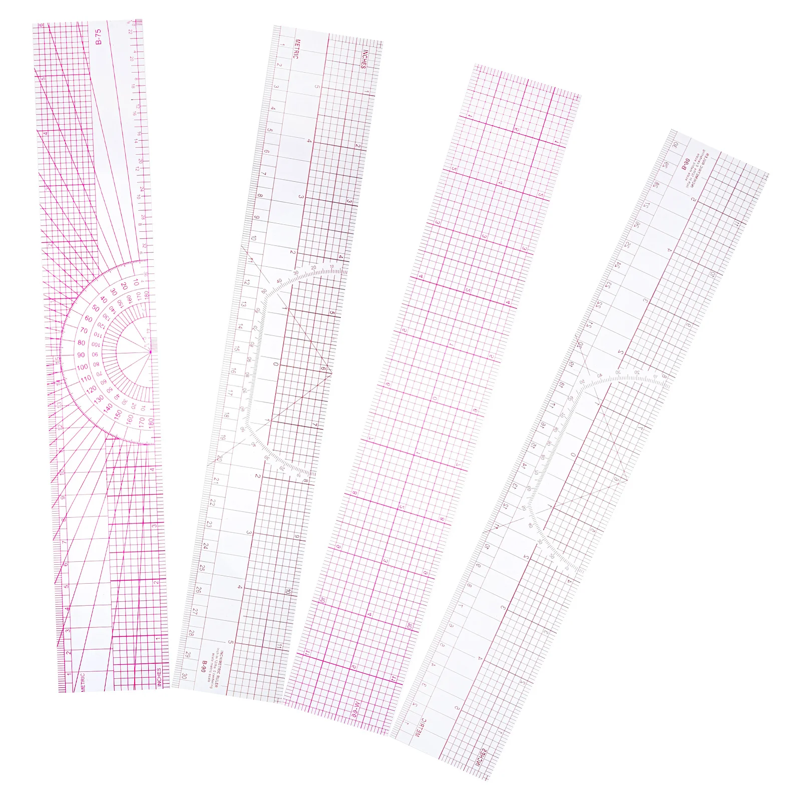 

4Pcs Clothing Pattern Drafting Ruler Flexible Soft Plastic Rulers Set for Sewing Quilting Tailor Design Measuring Tool