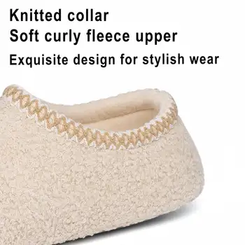 女士保暖室內毛絨拖鞋,極地絨平底鞋,冬季保暖舒適羊毛家居拖鞋 10 最佳銷售 女士平底鞋 - №7
