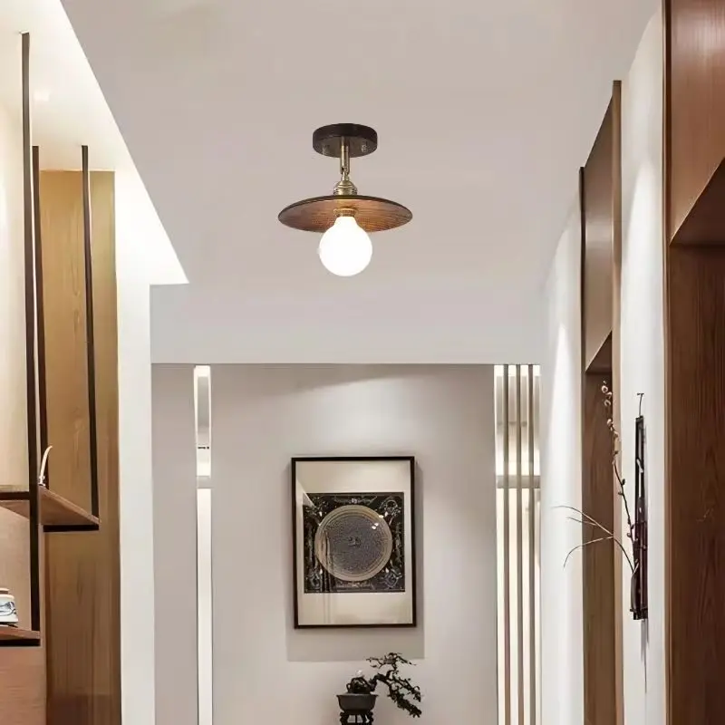 

Wabi-sabi Style Retro Balcony Ceiling Light Cloakroom Ceiling Lamps for Aisle Corridor Stairwell Indoor Lihgting Fixtures Wooden