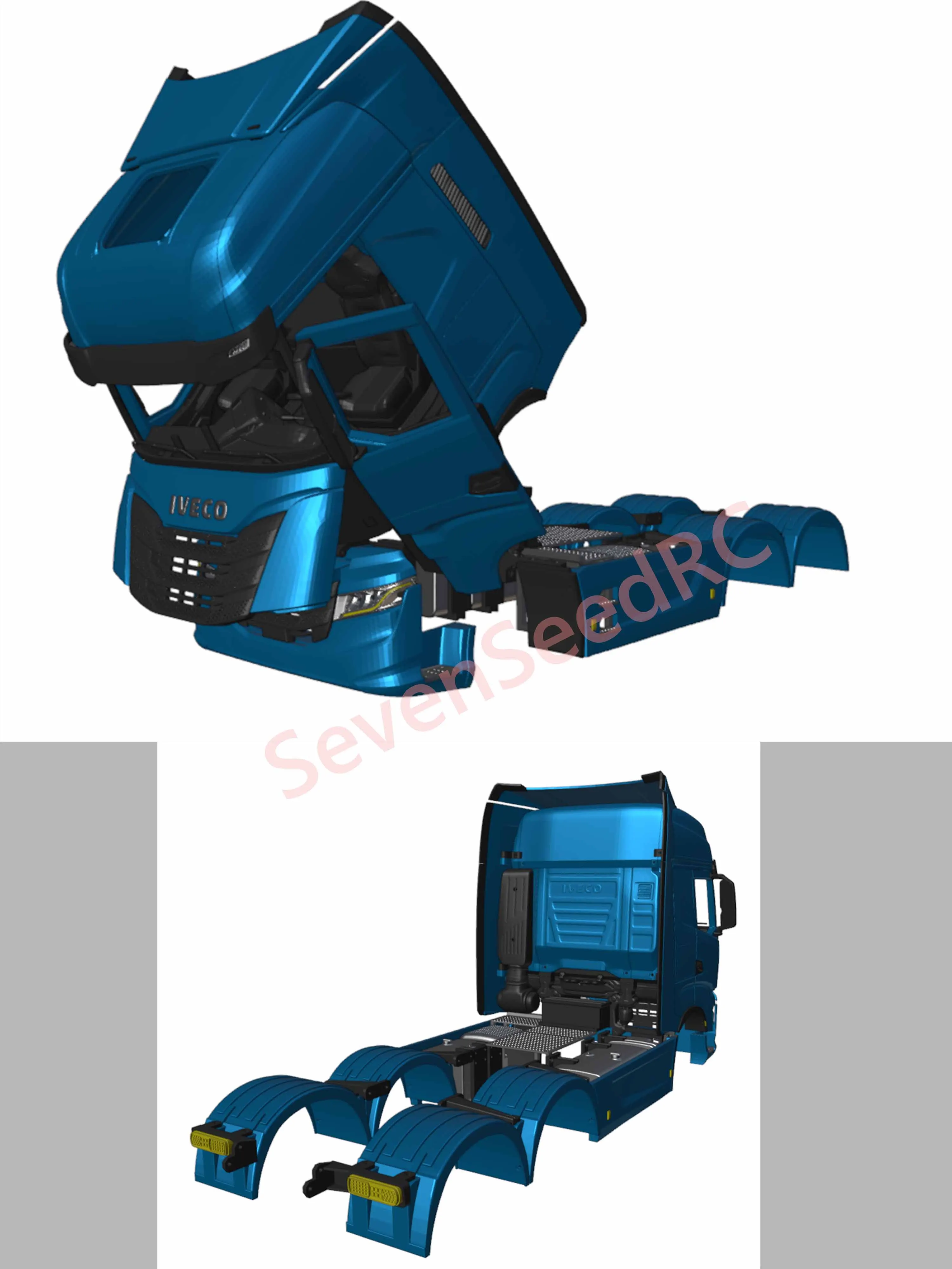 3D Printed Truck New Version IVECO SWAY S-WAY 1/14 Fmx Static Dot Model JDM Tamiya Lesu Lxy Scaleclub SCX10 TRX6 Crossrc NT JT4