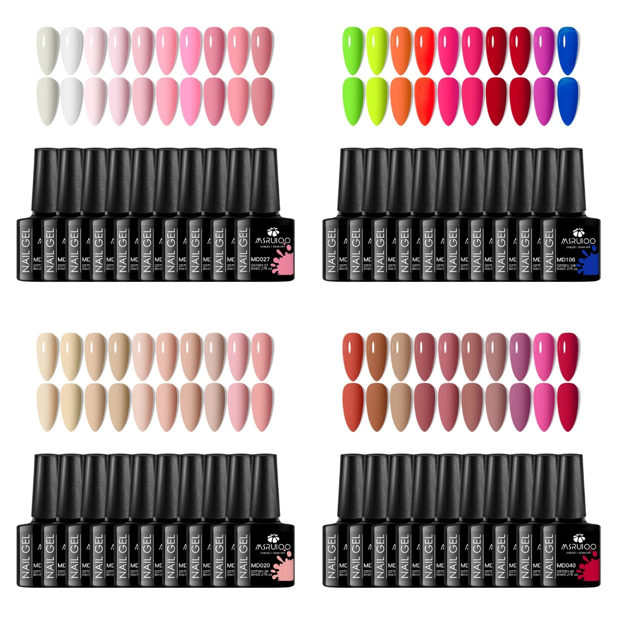 

MSRUIOO 10 шт. телесного и розового цветов, весенне-летние полуперманентные УФ-гели, набор «сделай сам» для дизайна ногтей, рисование лаком