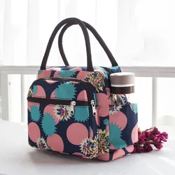 Bolsa de almuerzo impermeable con estampado térmico para mujer, bolso de mano portátil de tela Oxford, Bento Totes, bolsas de almacenamiento de alimentos, caja de almuerzo, nuevo