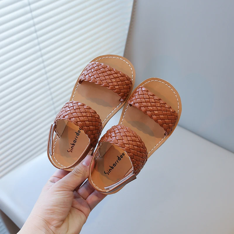 Summer Solid Color Bow Princess Beach Baby Girls Casual Comfortable Sandals Beautifuls Children Elegant Student Flat Bottom