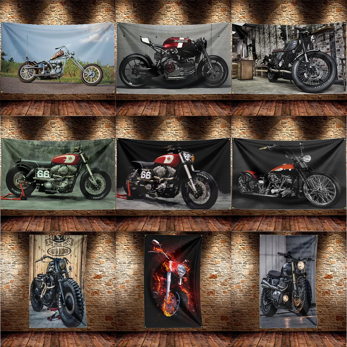 90X150CM Motorcycle On The Way Flag Banner Motorcyclist Art Vintage Poster Wall Sign Dark Motor Car Man Garage Pub Club Bar