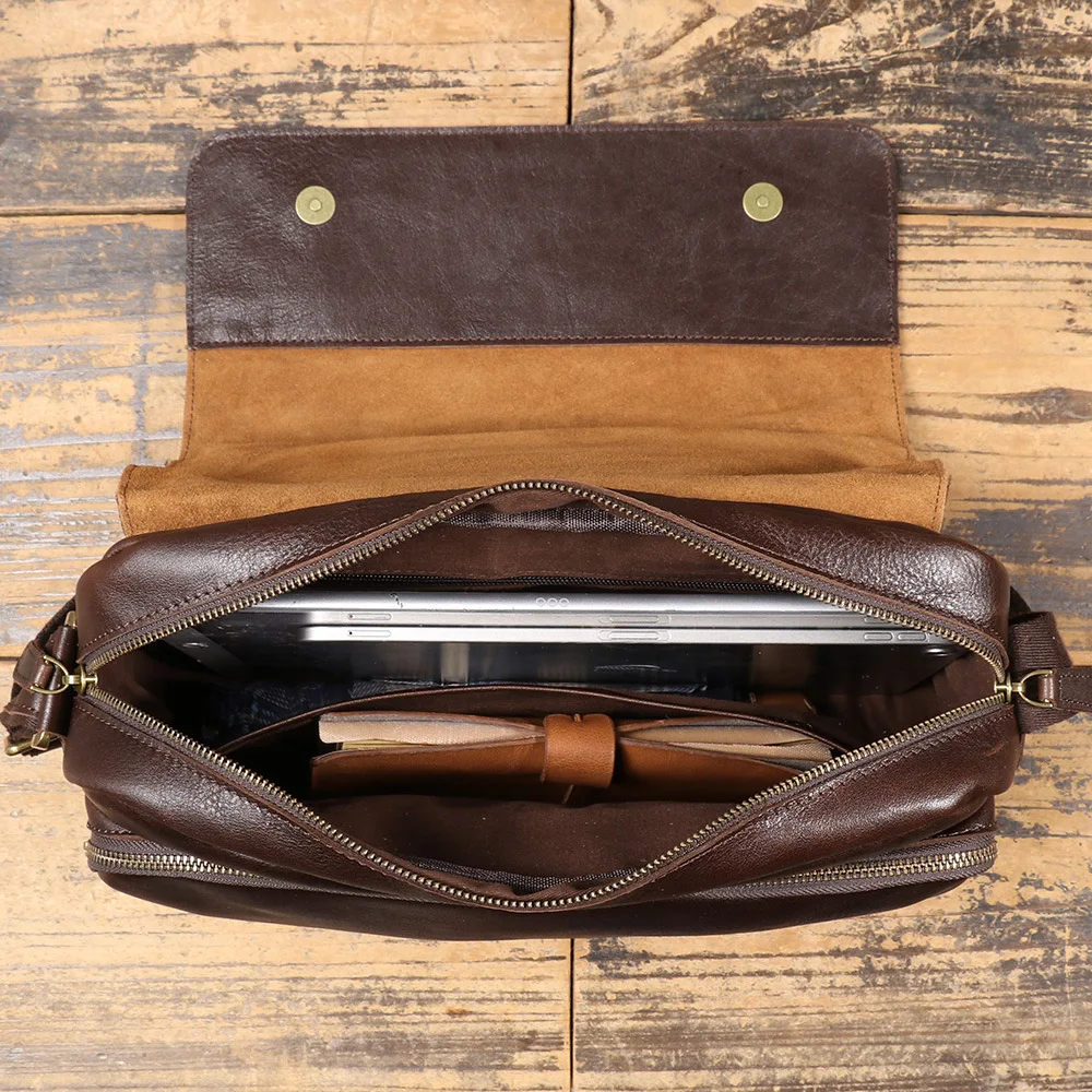 Genuine Leather Shoulder Bag Vintage Cowhide Casual Travel Crossbody Bag