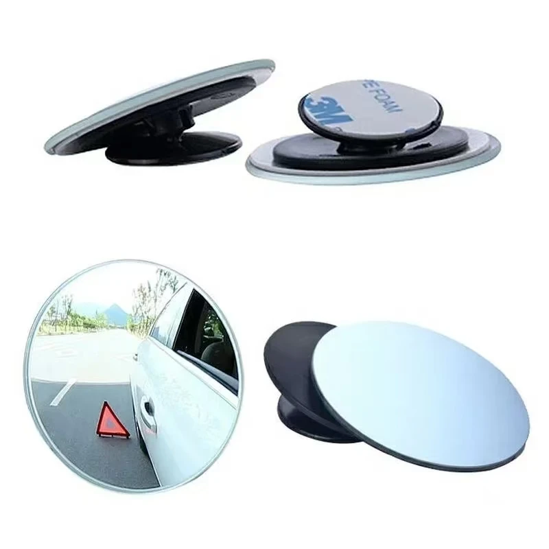Car Small Round Mirrors Blind SpotRear View Mirror Auxiliary Reversing Parking Convex Mirror 360 Degree Adjustable ﻿