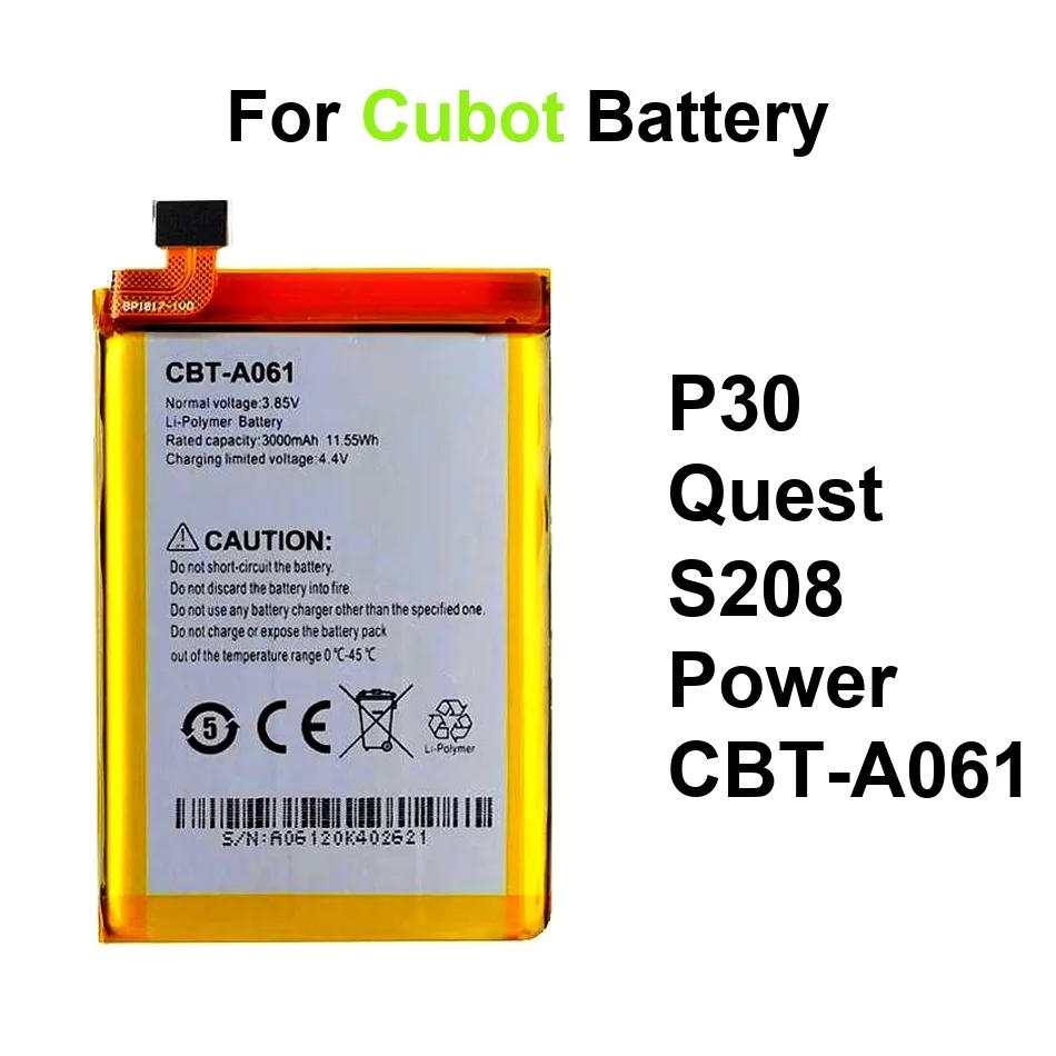 

Cbt-A061 Аккумулятор для мобильного телефона 2000-6000 мАч для Cubot Kingkong P30 Power Quest S208 Smart 2 4 дюйма Helio Lite Mini