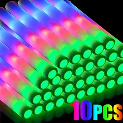 10/5/1PCS Colorful LED Glow Sticks RGB LED Glow Foam Stick Luminous Flashing Cheer Sticks Birthday Bar Wedding Party Supplies