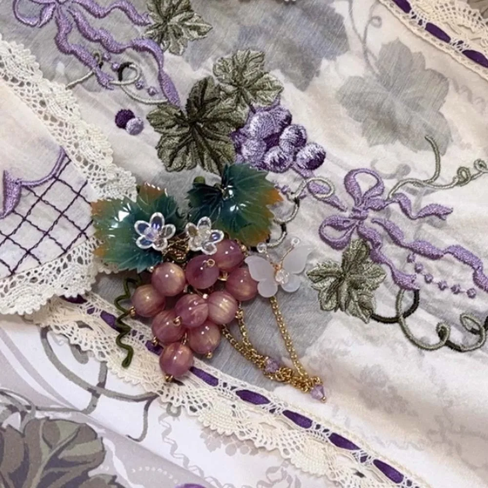 Pince à cheveux en forme de raisin, imperméable, ancienne, petites perles de verre douces, épingles à cheveux, accessoires Hanfu, pompon, Style chinois, Clip latéral quotidien