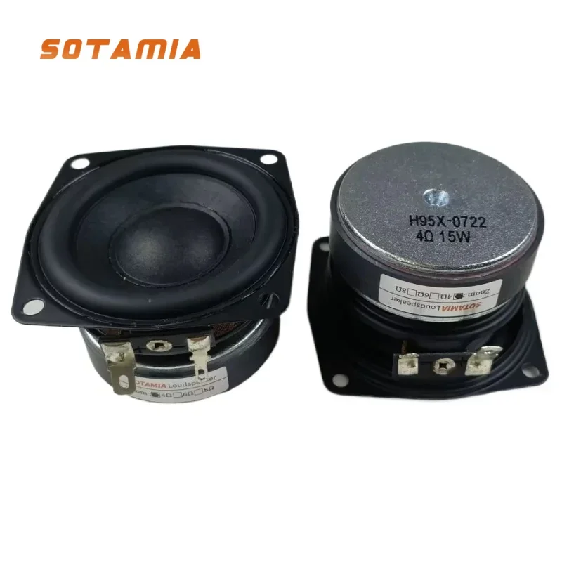 SOTAMIA 2 Peças Subwoofer de Áudio de 2,5 Polegadas 4 Ohm 15W Alto-falante de Baixa Frequência para Som e Música Home Theater