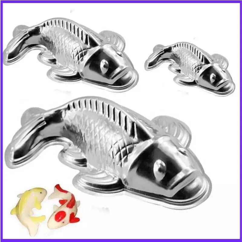 1pcs Cake Decorating Tool Chinese New Year 3D Aluminum Carp Cake Mould Niangao Jelly Pudding Die Mold Baking Tools 3 Size cake