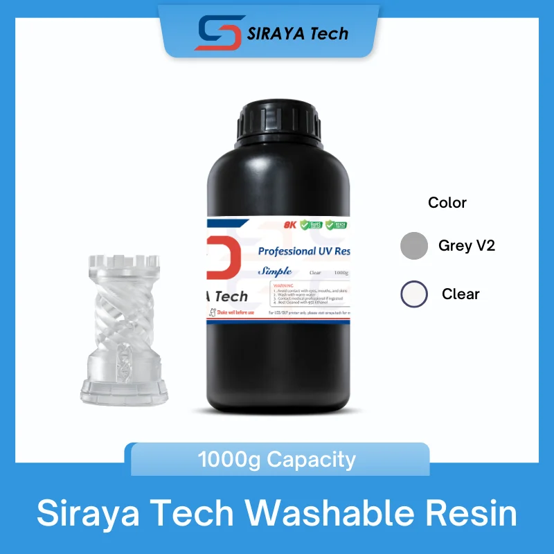 Siraya Tech Simple Water Washable 3D Printer Resin, Low Odor, Easy to Print,
