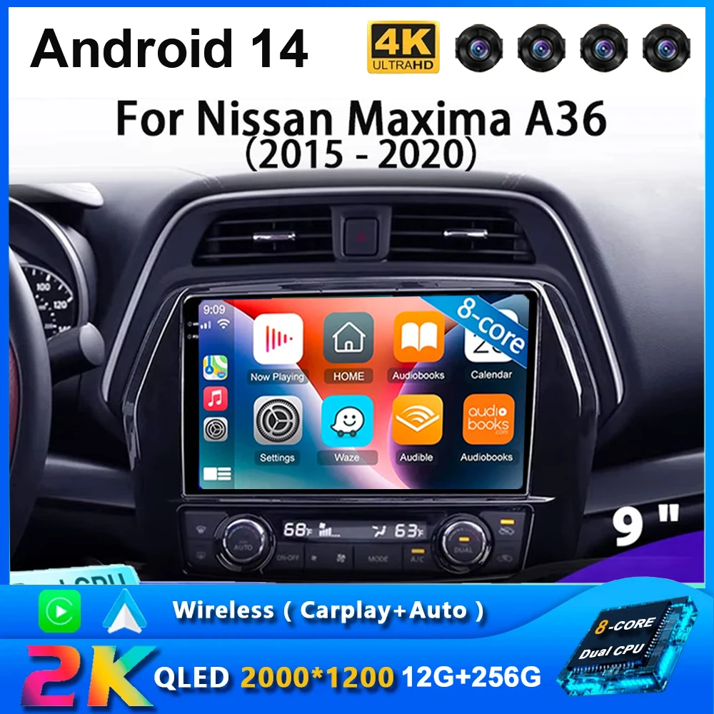 

2K Android 14 For Nissan Maxima A36 2015 - 2020 Car Radio Multimedia Video Player Navigation stereo GPS No 2din 2 din dvd