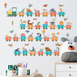 1 Set Cartoon Animals Train Alphabet Kids Wall Stickers for Child Bedroom Decor Nursery Early Education Removable Letter Decals