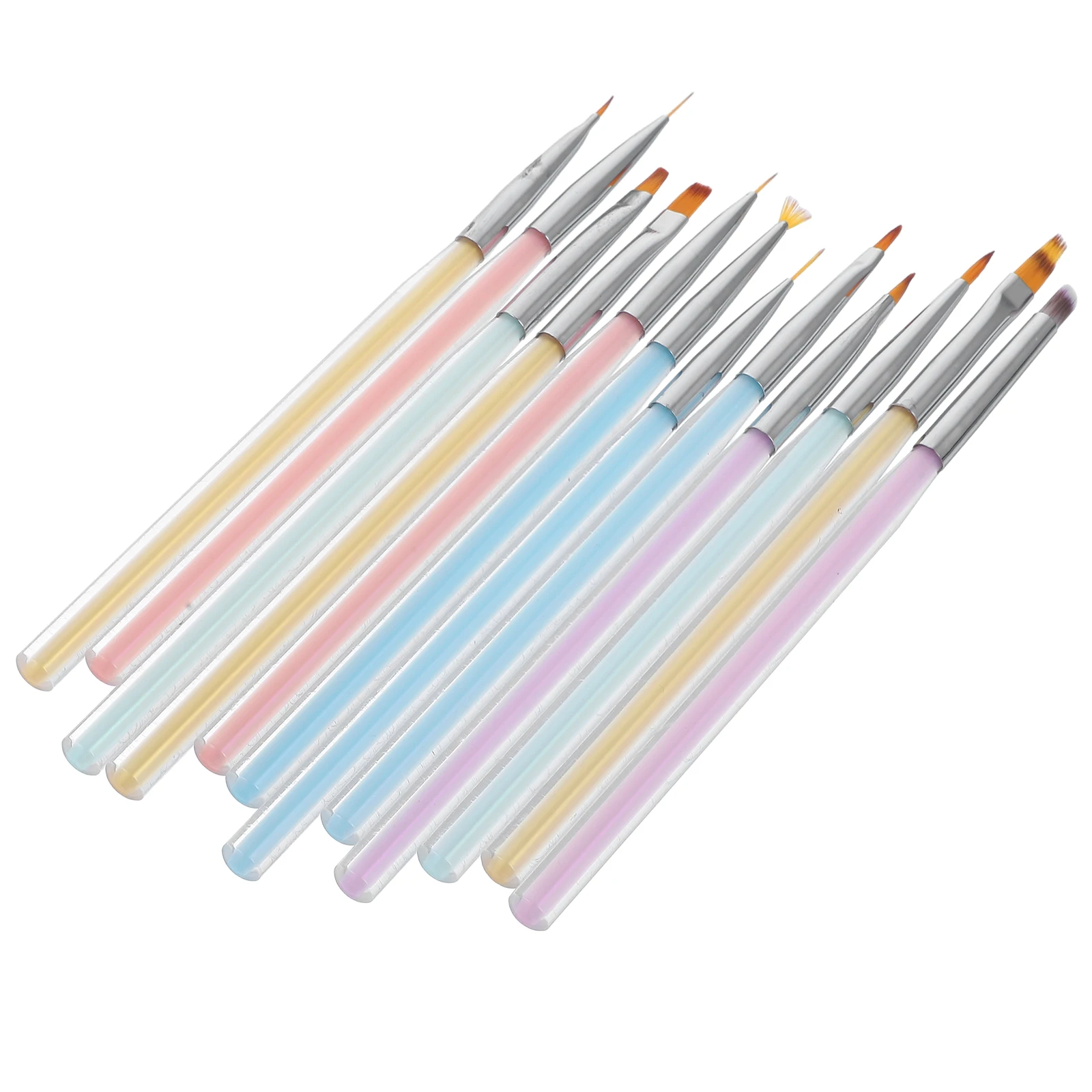 

12Pcs Nail Art Brushes Set Colorful Nail Painting Liner Brushes Professional Nail Tools