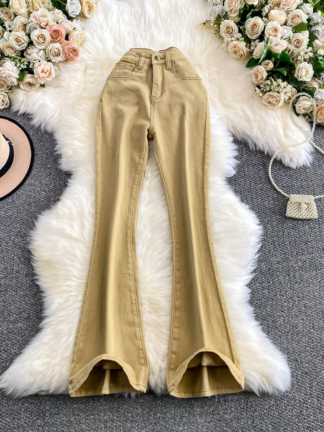 

Повседневные джинсовые джинсы с высокой талией Spicy Girl, женские узкие длинные брюки для похудения, осенний сезон Faion, большие размеры, подробная часть