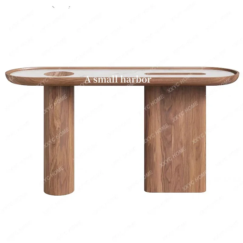 XX solid wood marble entrance table, entrance table, modern simple wall strip case end view table