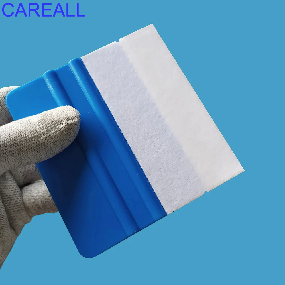 CAREALL 30p Black White Fabric Felt 10x5cm for Vinyl Film Car Wrapping Squeegee Scraper Spare Cloth Edge With Self Adhesive Glue