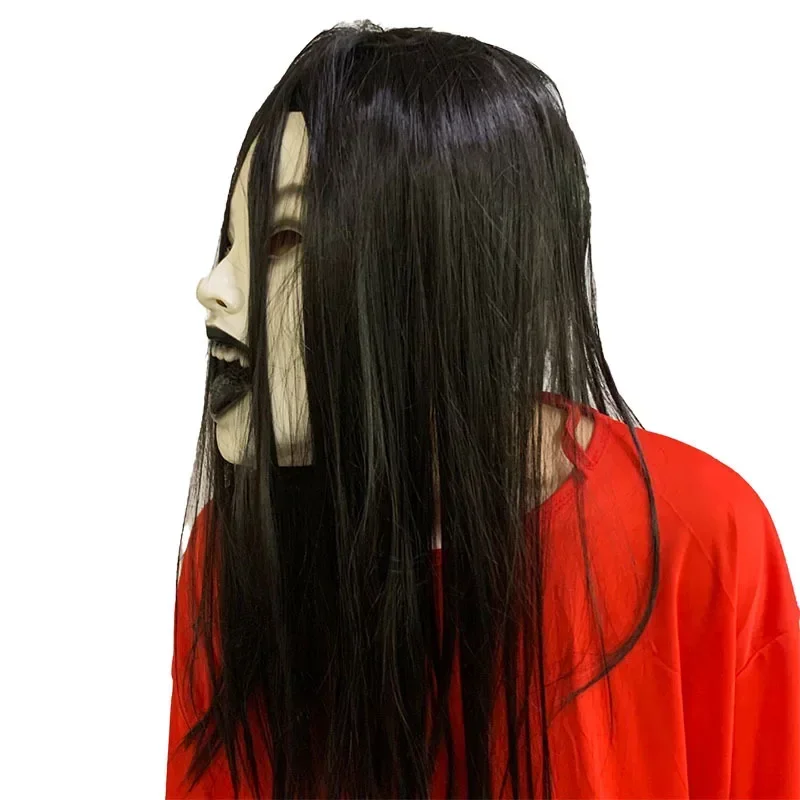 Masques effrayants pour femmes, décoration d'halloween, Costume de Cosplay, couvre-chef Creepier, accessoire de tête, cheveux longs, couvre-chef de sorcière