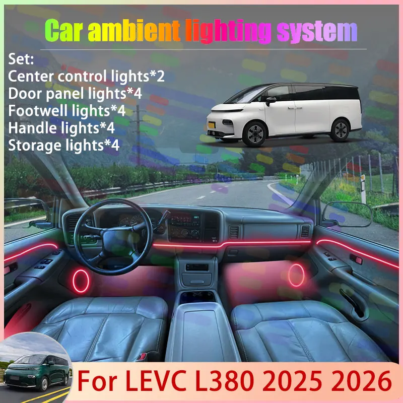 

For LEVC L380 2025 2026 XE08 2/24 in 1 Car Atmosphere Light Lamp RGB Shade Ensemble Streamer Atmosphere Set Accessories Parts