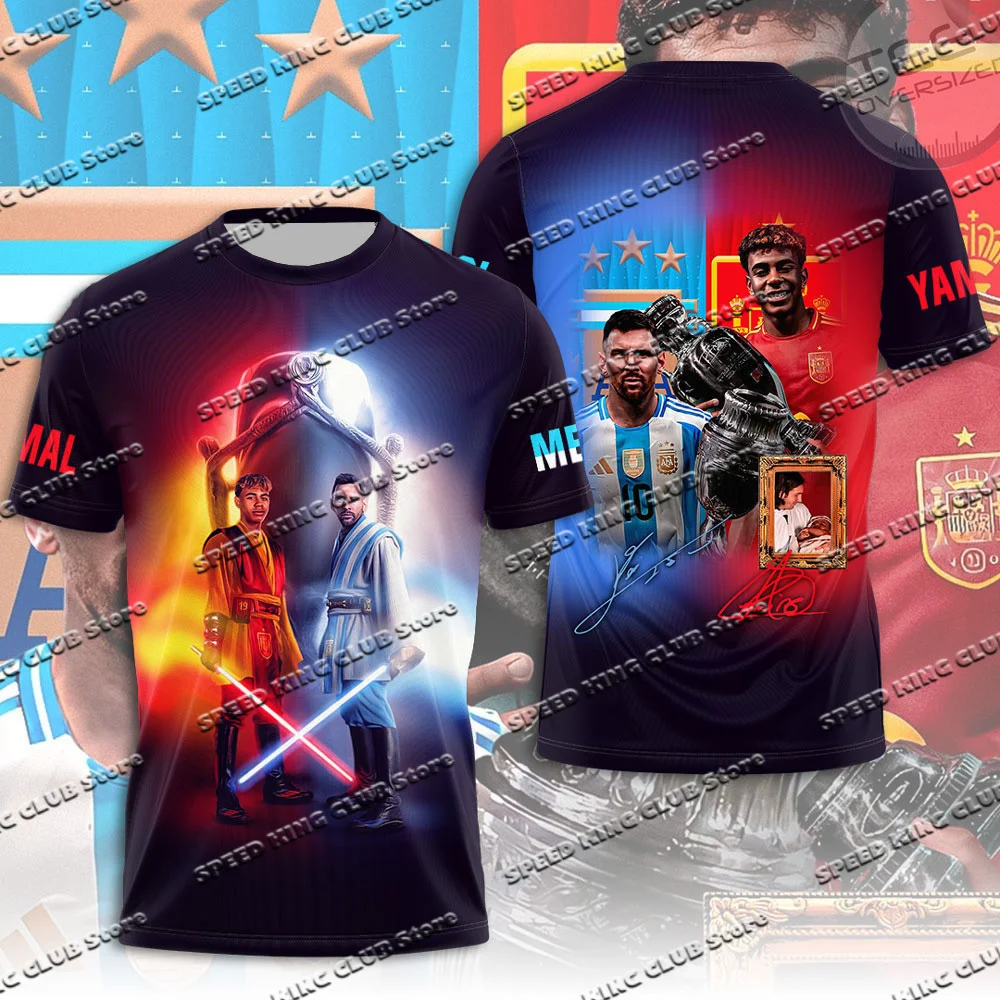 New Kids Football Jerseys Men Sports Quick Drying T-Shirt Casual 3D Printed Tshirts Soccer Star Yamal/Messi T-shirt Special Tops