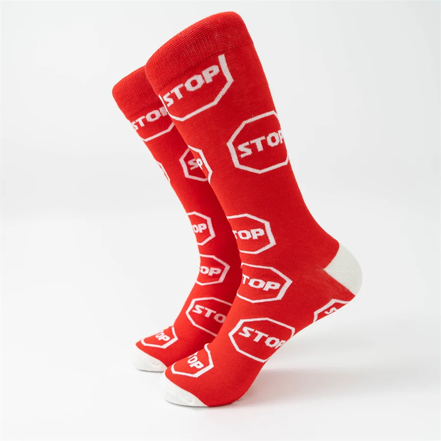 MYORED 1 double-set autumn and winter new English letter symbol pattern male couple mid-tube socks