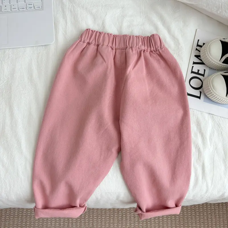 Children\'s pants Spring and Autumn new baby beige casual pants Cotton girls\' pants Fashion