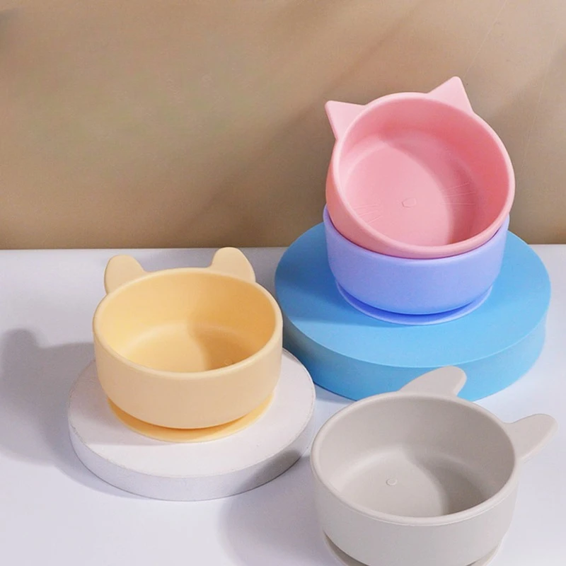 

Silicone Baby Feeding Bowl Cartoon Suction Plate Toddler Meal Set Kids Dedicated Dish Non Slip Design BPA