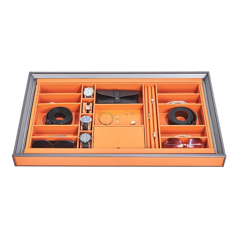 

Wardrobe haute couture damping leather basket aluminum alloy trouser rack drawer jewelry box multifunctional underwear storage