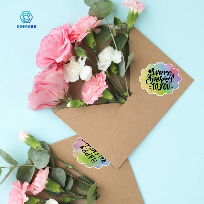 SINMARK ملصق حراري على شكل زهرة ملونة ملصق غير منتظم هدية علامة ورقية مصنوعة يدويًا بدلة ذاتية الصنع لطابعة Phomemo