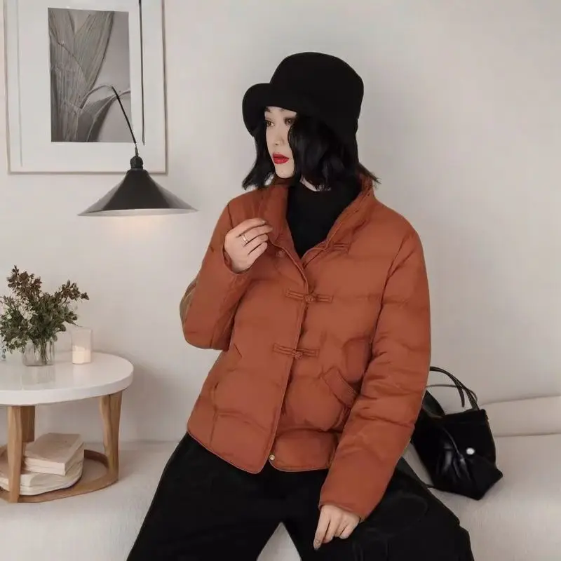 Female Winter Tops Coat Down Jackets Stand-up Collar Frog Duck's Down Warm Comfortable Leisure Fashion Soft Minority Versatile