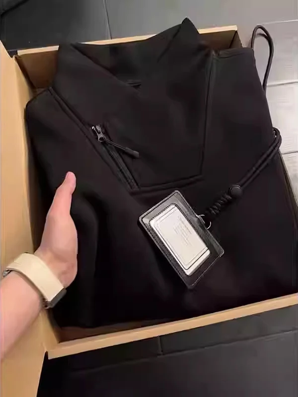 

Мужская утепленная толстовка Bla Fce с высоким воротником, длинными рукавами, теплая базовая футболка до плеч, повседневная, комфортная