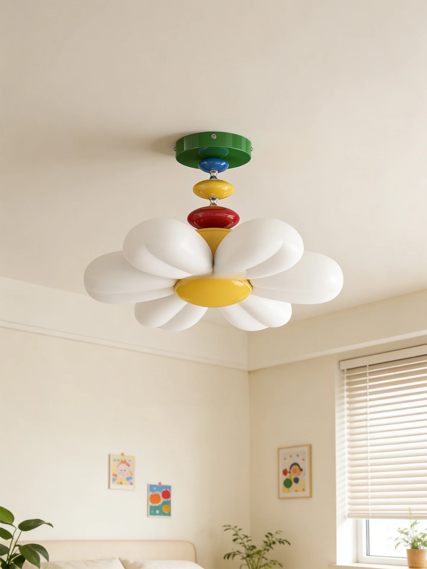 Dopamine Colored Bedroom Led Room Creative Flower Children's Room Modern Ceiling Light Full Spectrum Eye Protection Cozy Pendant