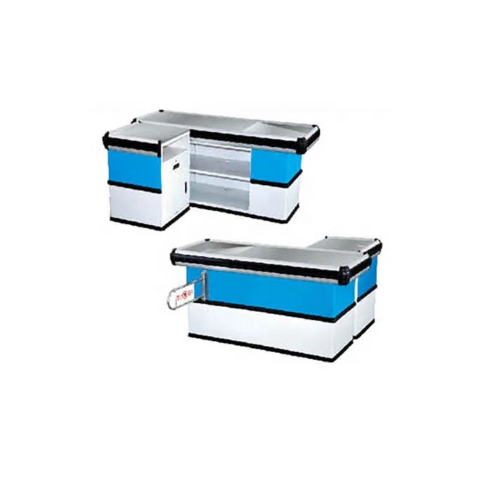 Most Compety Best Selling Factory Price Stainless Steel Fast Checkout Counter Supermarket Desk Customized Color Electrostatic