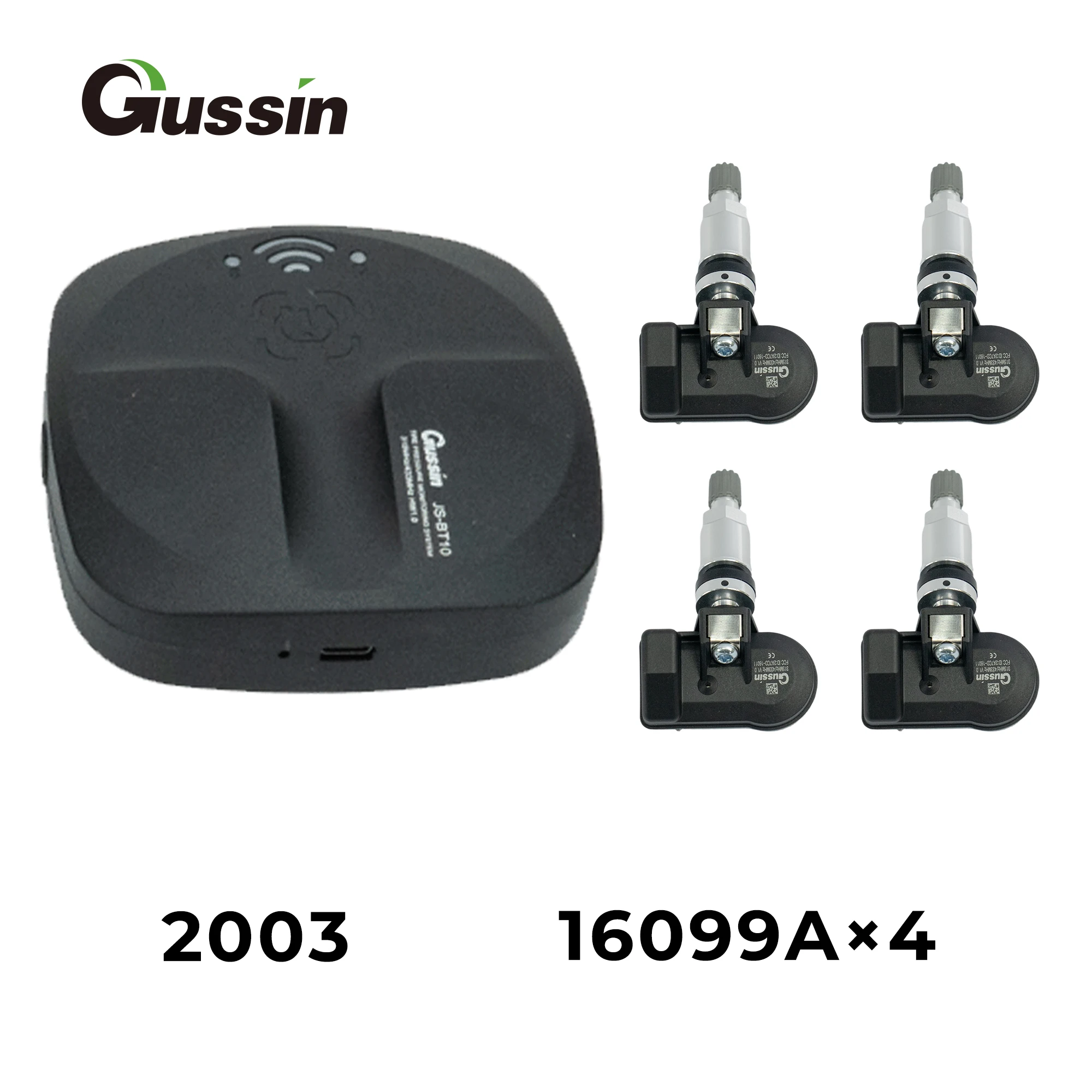 

Gussin 4pcs 1 Trigger Programmable TPMS Monitor Sensor System Black Aluminum 315 433MHz Digital Mobile App Programming for Phone
