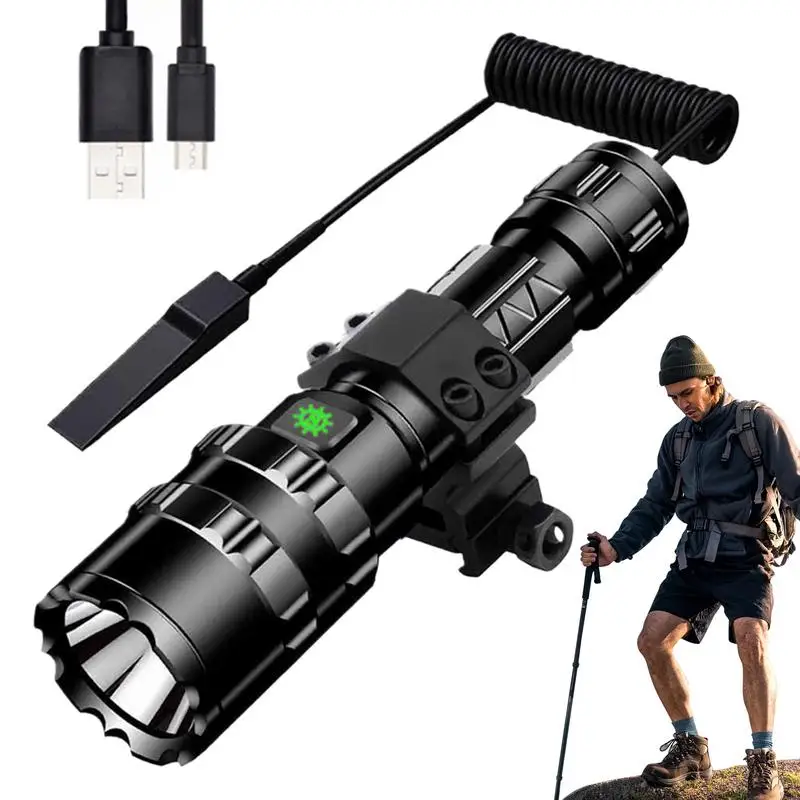 

LED Flashlight Rechargeable Waterproof Camping Flashlight Bright USB Flashlight Powerful Flashlight With Adjustable Modes