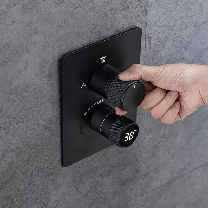 Shower Diverter New Brass Thermostatic Pressure-Balanced Mixer Valve With Matte Black Trim