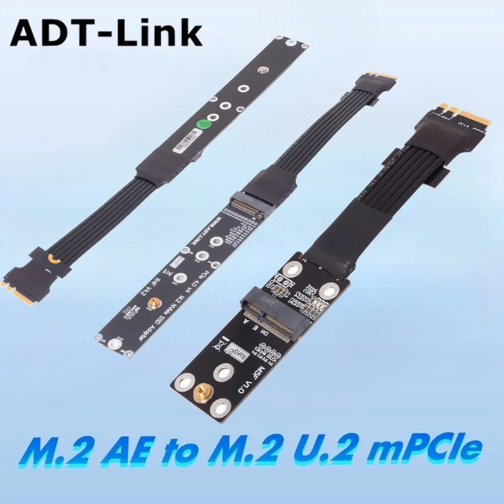 

M.2 Key A.E. WiFi SSD to PCIE 3.0 4.0 Adapter Riser Card Flexible Flat Cable M.2 NVMe mPCIe U.2 SSD PC Mainboard Extension Cable