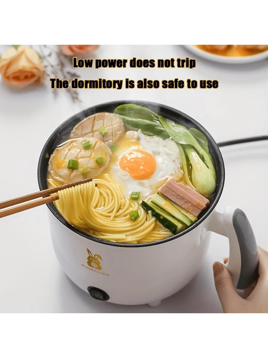 RS18Mini Multifunctional Electric Cooker for Students Dormitory Rice Cooker  Dual Heat Levels for Frying/Boiling/Stewing Easy Cl