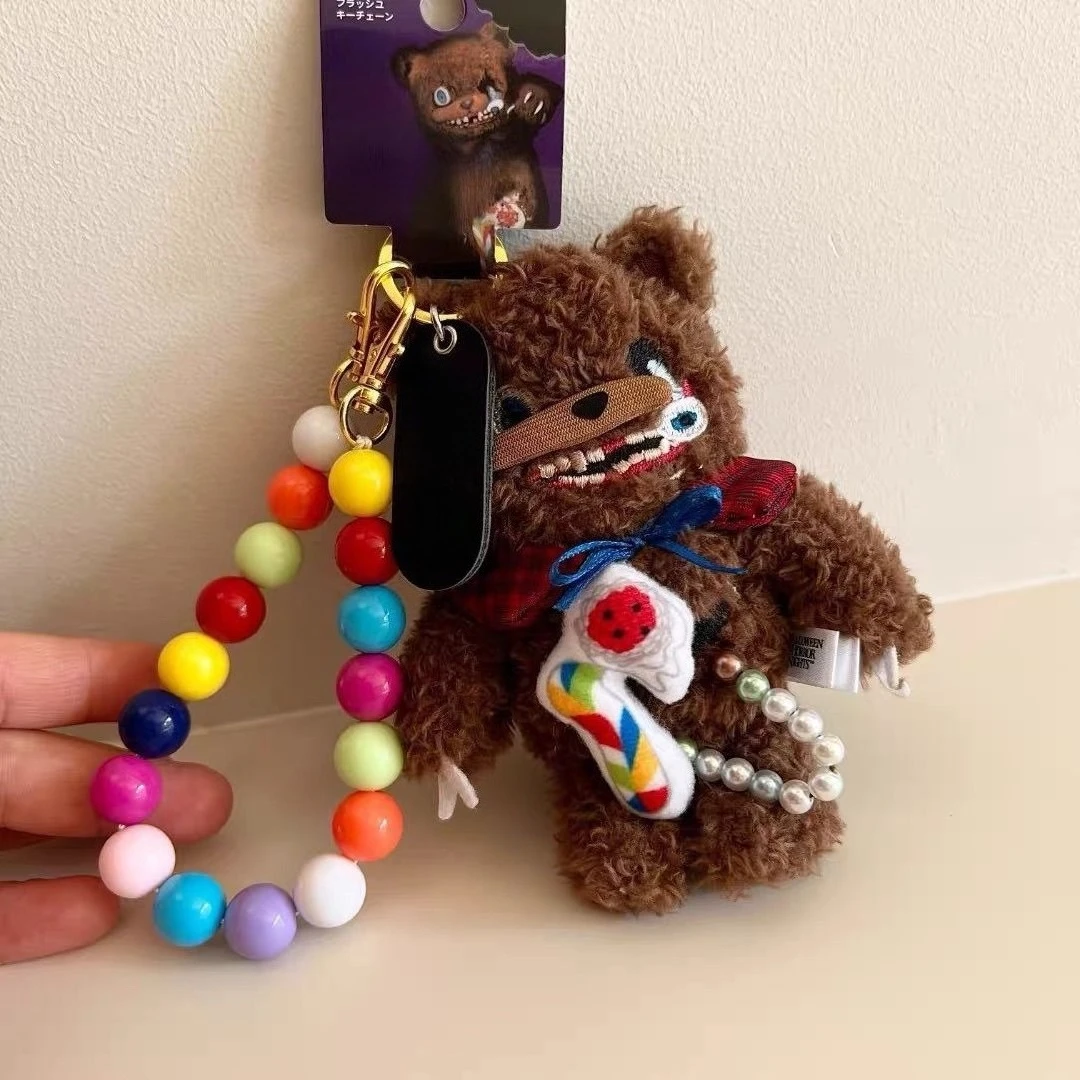 

High Quality Colored Beads Halloween Limited Handbags Pendants Horror Theme Bear Shape Dolls Gifts Keychains